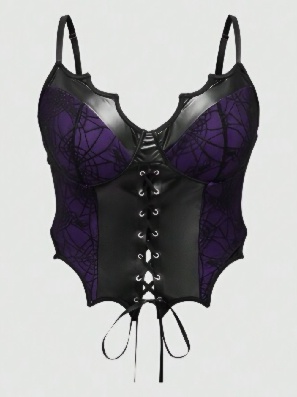 Corset-Style Lace-Up Bustier in Purple and Black